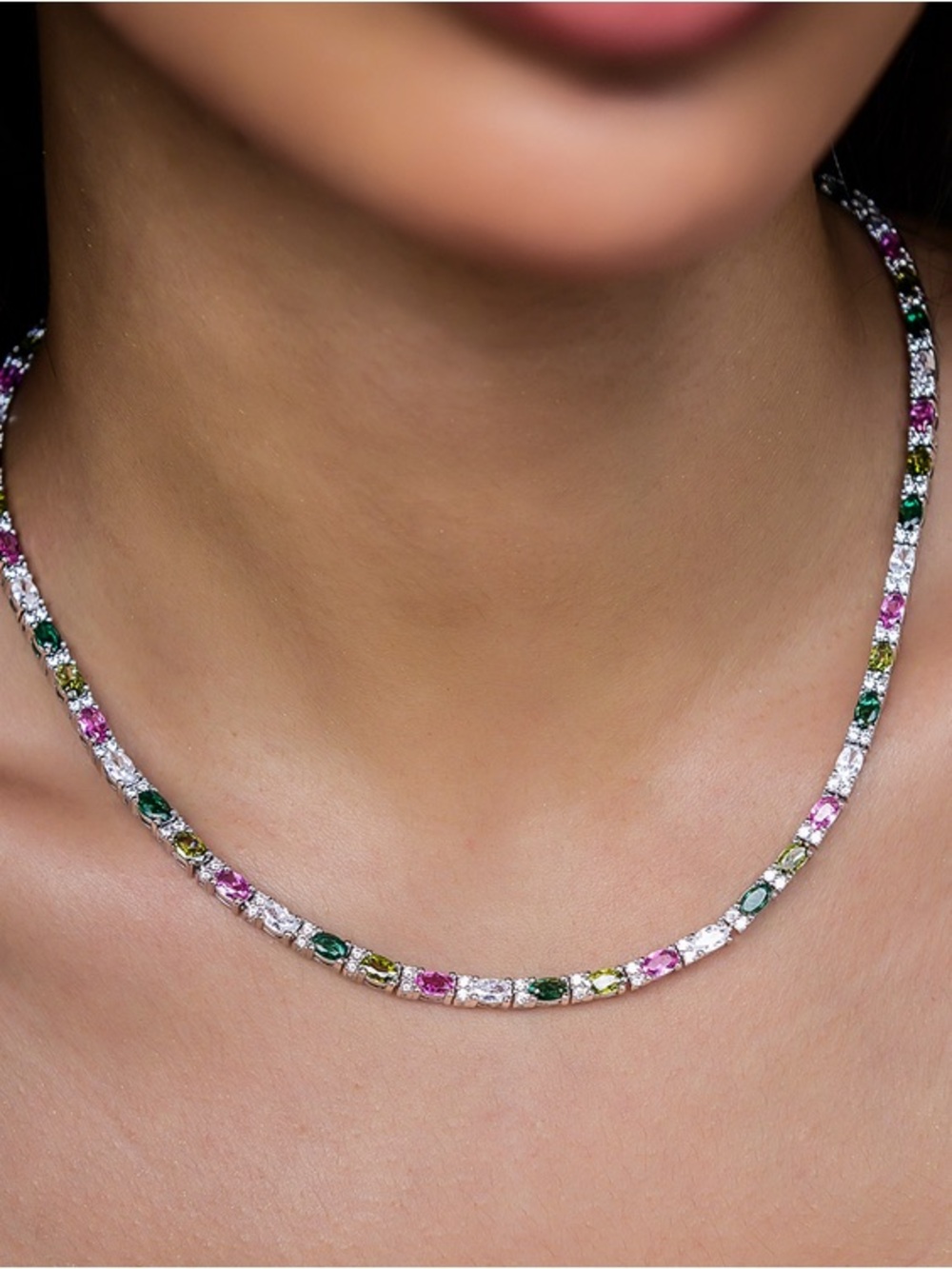 GLD Unisex Multicolor Mixed Oval Cut Tennis Chain- 5mm - 20” Only